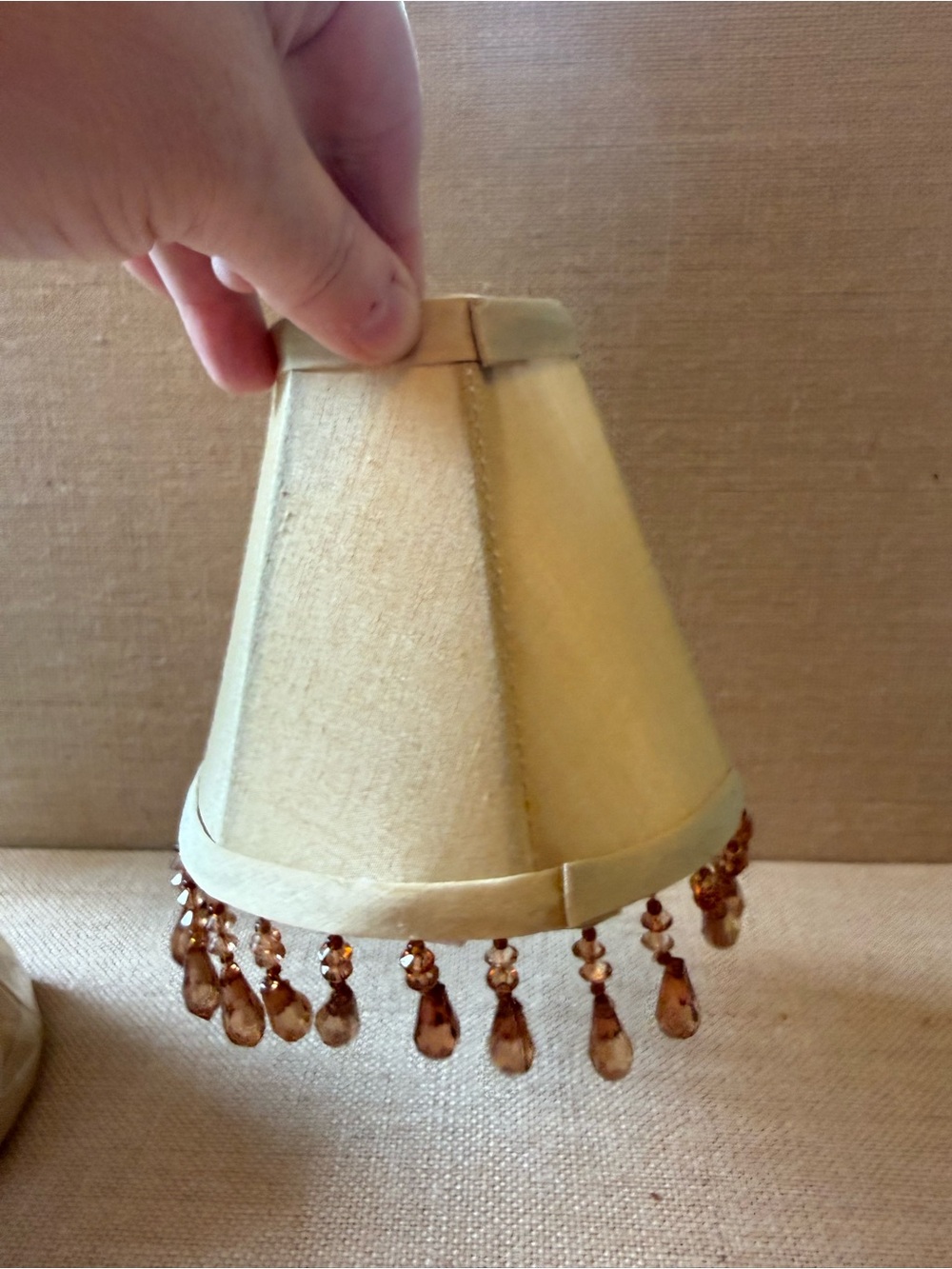 Beaded Teardrop Trim Mini Lampshade in Cream-2